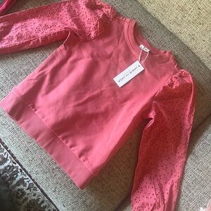 Janie and Jack Coral Eyelet Sleeve Sweatshirt